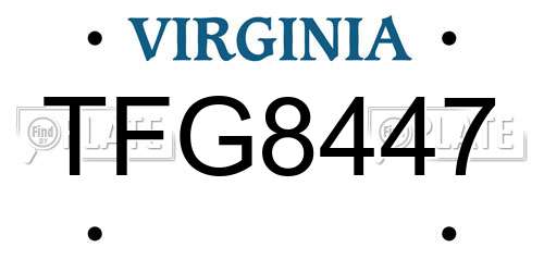 TFG8447 Virginia License Plate