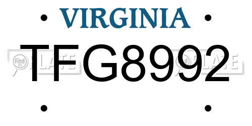 TFG8992 Virginia License Plate