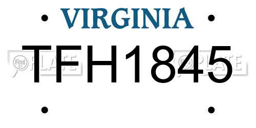 TFH1845 Virginia License Plate
