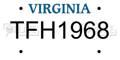 TFH1968 Virginia License Plate