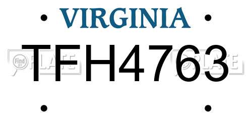 TFH4763 Virginia License Plate