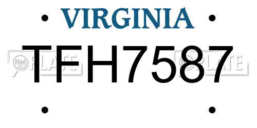 TFH7587 Virginia License Plate