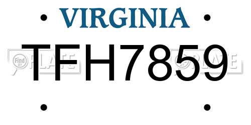 TFH7859 Virginia License Plate