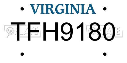 TFH9180 Virginia License Plate
