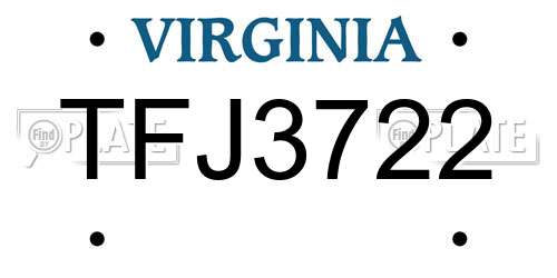 TFJ3722 Virginia License Plate