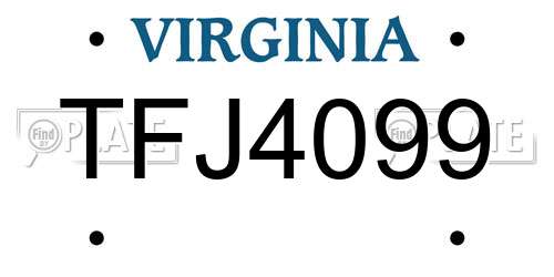 TFJ4099 Virginia License Plate