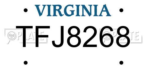 TFJ8268 Virginia License Plate