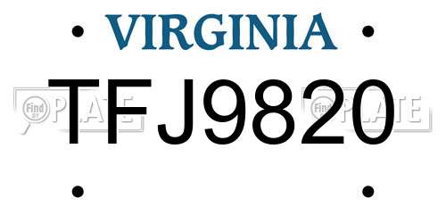 TFJ9820 Virginia License Plate