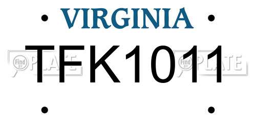 TFK1011 Virginia License Plate