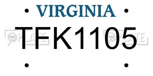 TFK1105 Virginia License Plate