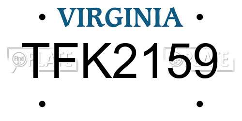 TFK2159 Virginia License Plate