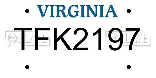 TFK2197 Virginia License Plate