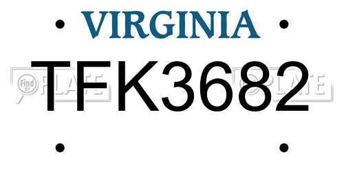 TFK3682 Virginia License Plate