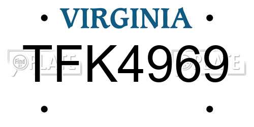 TFK4969 Virginia License Plate