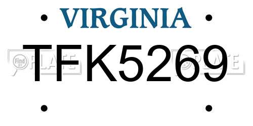 TFK5269 Virginia License Plate