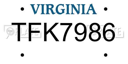 TFK7986 Virginia License Plate