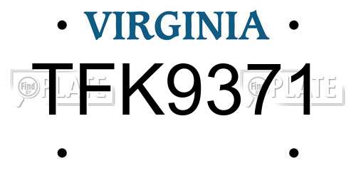 TFK9371 Virginia License Plate