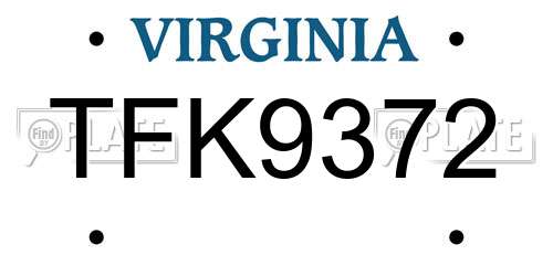 TFK9372 Virginia License Plate