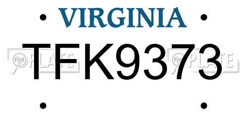 TFK9373 Virginia License Plate