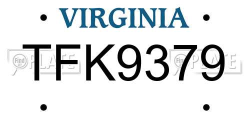 TFK9379 Virginia License Plate
