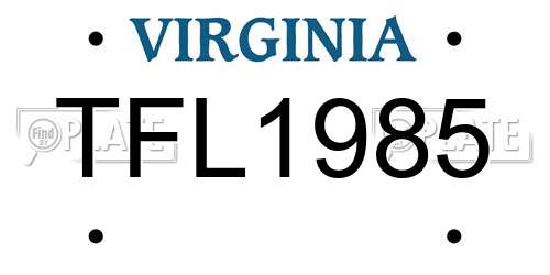 TFL1985 Virginia License Plate