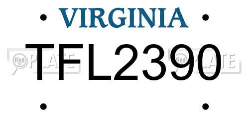 TFL2390 Virginia License Plate