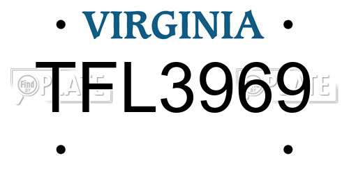 TFL3969 Virginia License Plate
