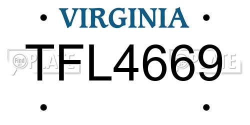 TFL4669 Virginia License Plate