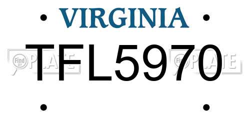 TFL5970 Virginia License Plate