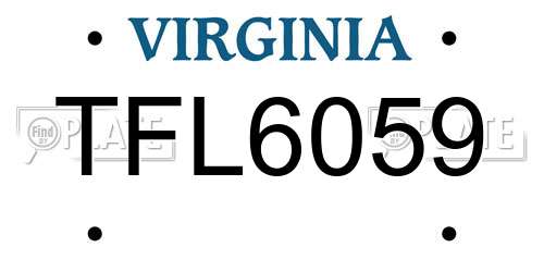 TFL6059 Virginia License Plate