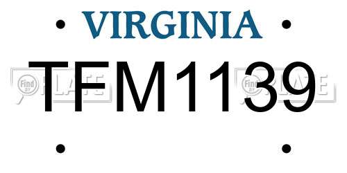 TFM1139 Virginia License Plate