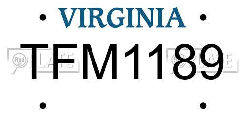 TFM1189 Virginia License Plate
