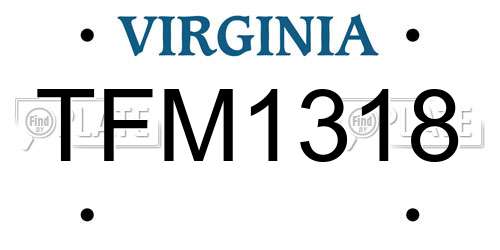 TFM1318 Virginia License Plate