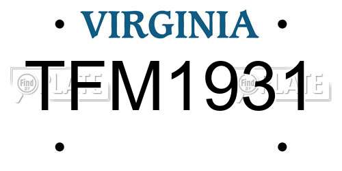 TFM1931 Virginia License Plate
