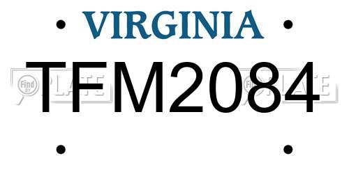 TFM2084 Virginia License Plate