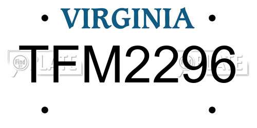TFM2296 Virginia License Plate