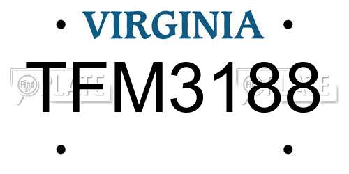 TFM3188 Virginia License Plate
