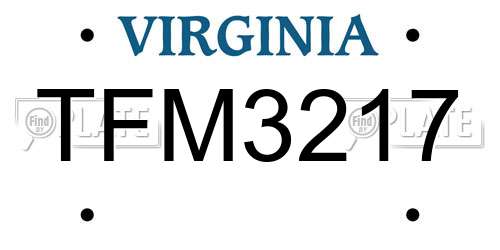 TFM3217 Virginia License Plate