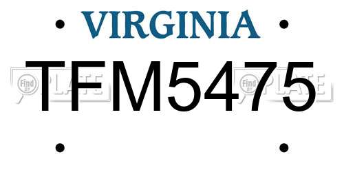 TFM5475 Virginia License Plate