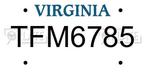 TFM6785 Virginia License Plate