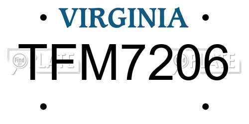 TFM7206 Virginia License Plate