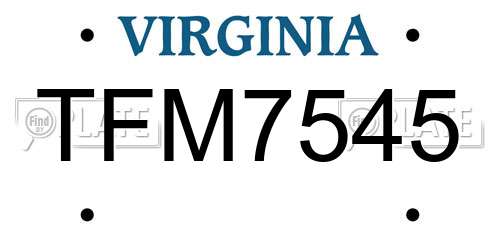 TFM7545 Virginia License Plate
