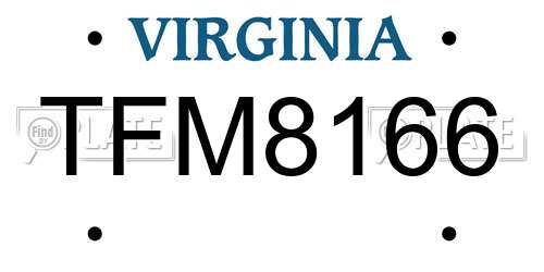 TFM8166 Virginia License Plate