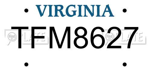 TFM8627 Virginia License Plate