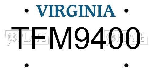 TFM9400 Virginia License Plate