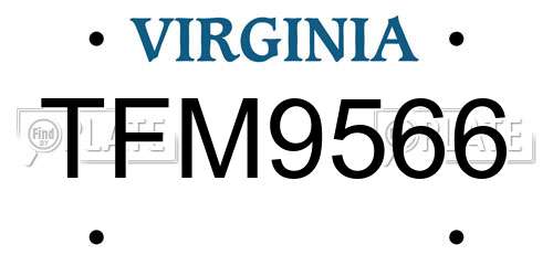 TFM9566 Virginia License Plate