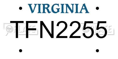 TFN2255 Virginia License Plate