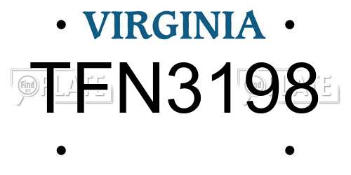 TFN3198 Virginia License Plate