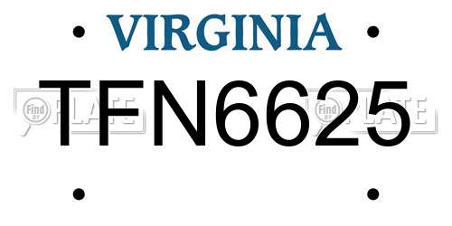TFN6625 Virginia License Plate