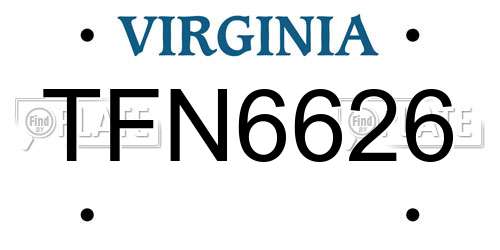 TFN6626 Virginia License Plate